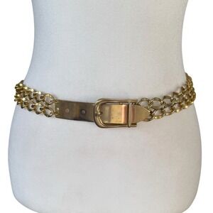 Vintage 80s 90s Metal Chain Belt Gold Tone Belt Size XS Small